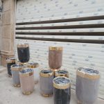 گلدان فلزی دکوراتیو/گلدان فلزی استوانه ای رویه چرم